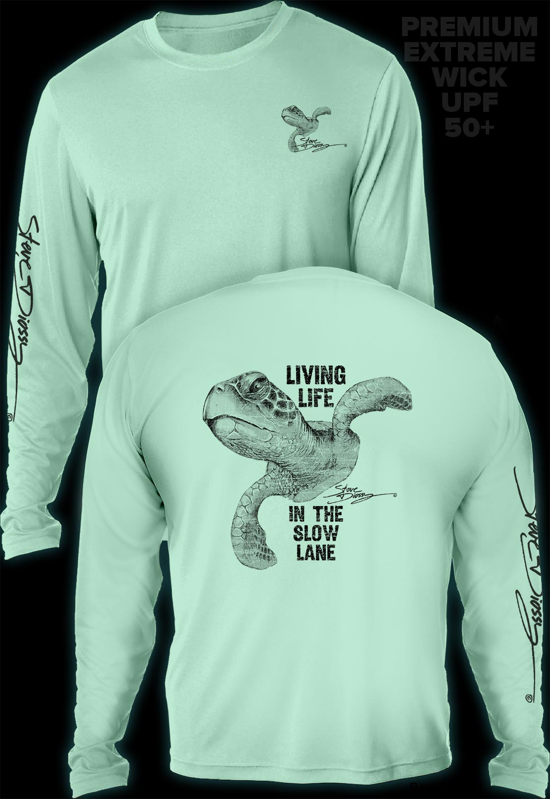 "Slow Lane Turtle B&W"- Men's Extreme Wick Long Sleeve Performance Shirt ᴜᴘꜰ-ᴛᴇᴇ